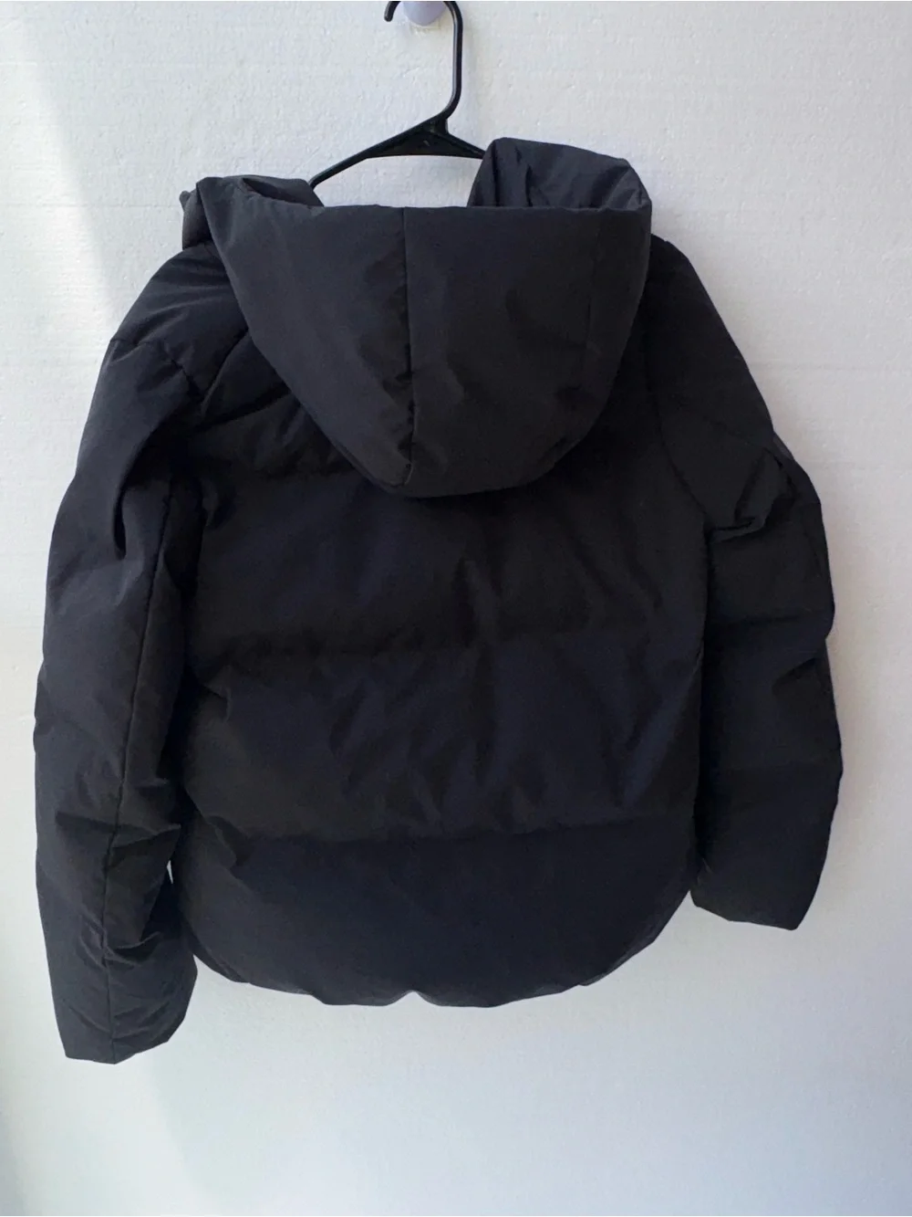 Uniqlo Cropped Down Puffer Jacket Black Lightweight Packable Hooded Size S